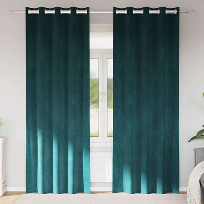 Blackout Curtains 2 pcs Dark Green 140 x 260 cm Velvet