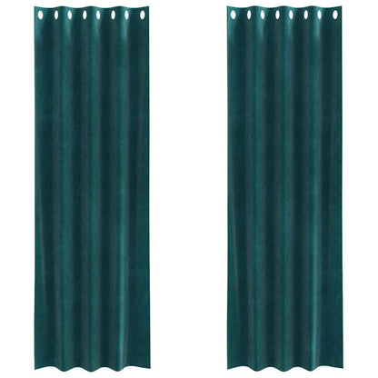 Blackout Curtains 2 pcs Dark Green 140 x 260 cm Velvet