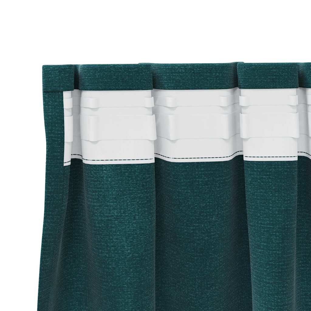Blackout Curtains 2 pcs Dark Green 140 x 140 cm Velvet