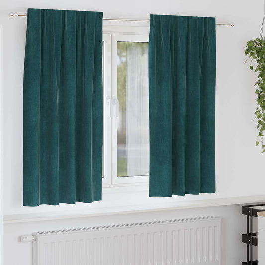 Curtains 2 pcs Dark Green 140 x 175 cm Velvet