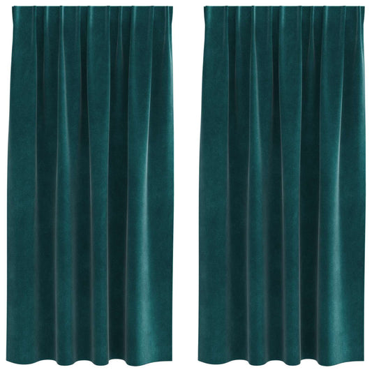 Curtains 2 pcs Dark Green 140 x 175 cm Velvet