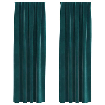 Blackout Curtains 2 pcs Dark Green 140 x 225 cm Velvet