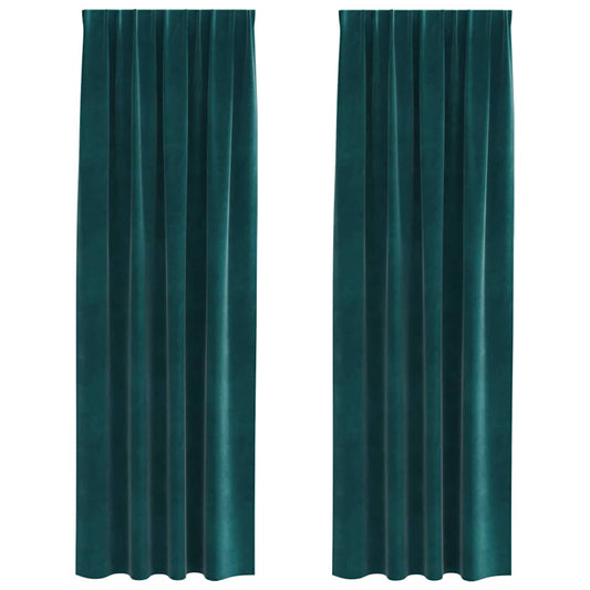 Curtains 2 pcs Dark Green 140 x 225 cm Velvet