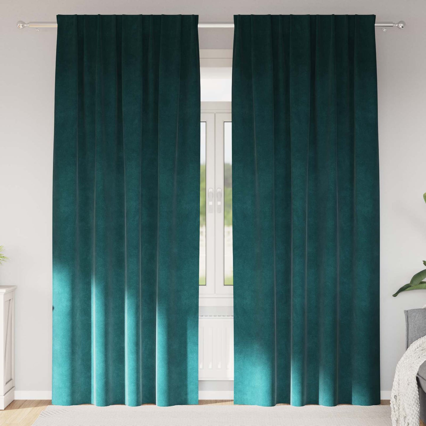 Blackout Curtains 2 pcs Dark Green 140 x 260 cm Velvet