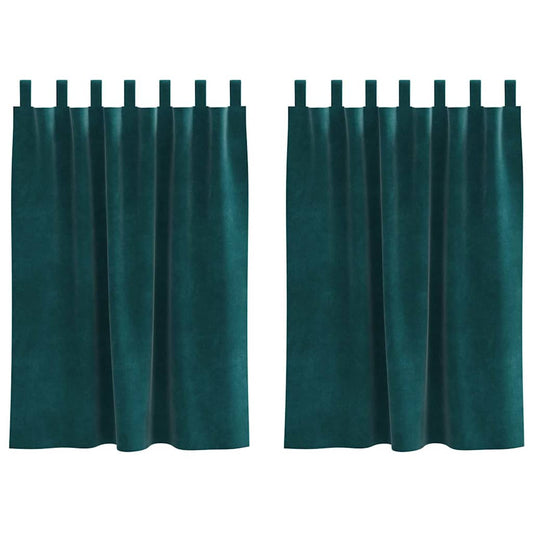 Curtains 2 pcs Dark Green 140 x 140 cm Velvet