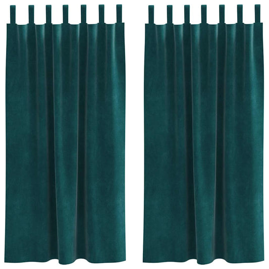 Curtains 2 pcs Dark Green 140 x 175 cm Velvet