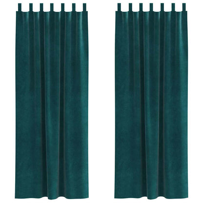 Blackout Curtains 2 pcs Dark Green 140 x 260 cm Velvet
