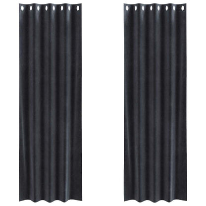 Blackout Curtains 2 pcs Dark Grey 140 x 225 cm Velvet