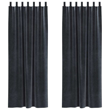 Blackout Curtains 2 pcs Dark Grey 140 x 225 cm Velvet