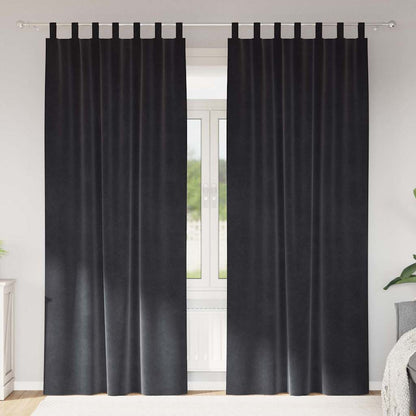 Blackout Curtains 2 pcs Dark Grey 140 x 260 cm Velvet