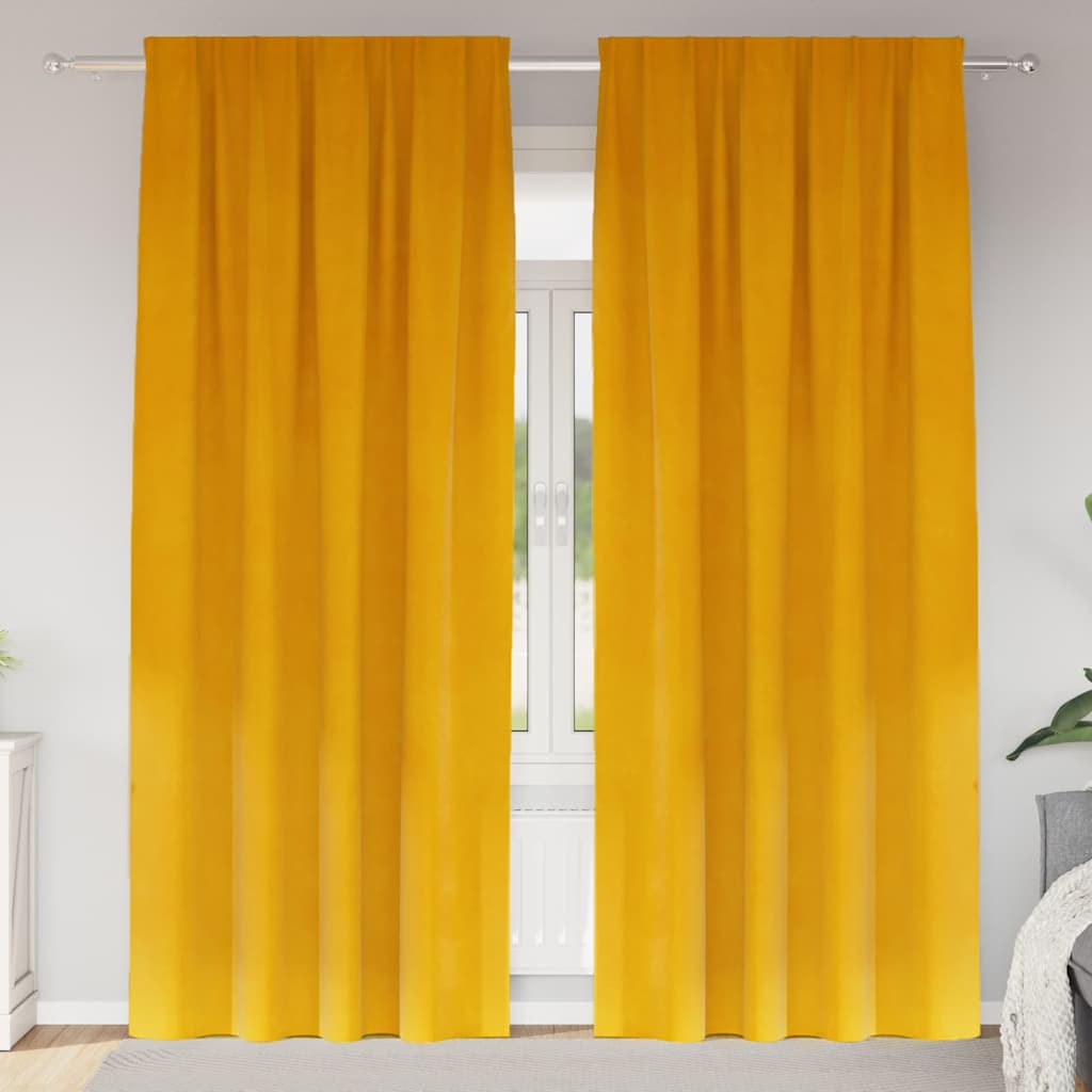 Blackout Curtains 2 pcs Mustard Yellow 140 x 245 cm Velvet