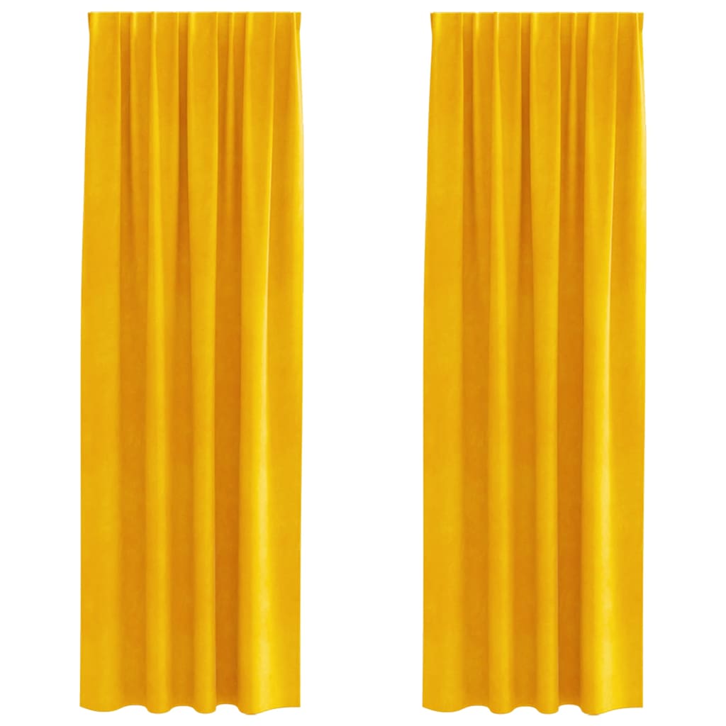 Blackout Curtains 2 pcs Mustard Yellow 140 x 245 cm Velvet
