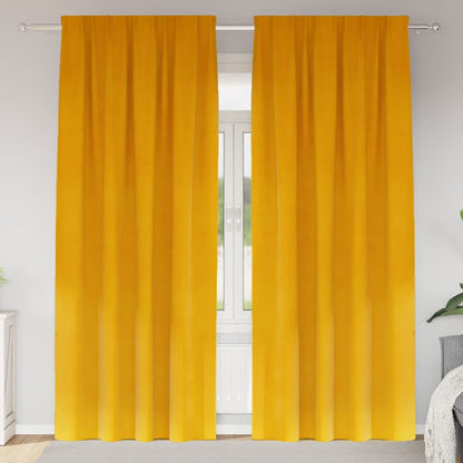 Blackout Curtains 2 pcs Mustard Yellow 140 x 260 cm Velvet