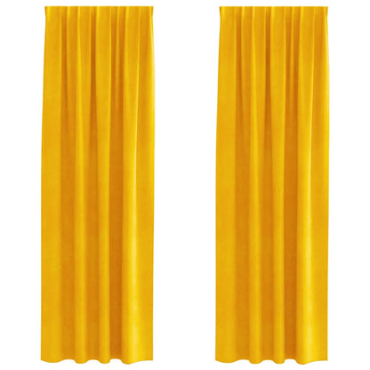 Blackout Curtains 2 pcs Mustard Yellow 140 x 260 cm Velvet