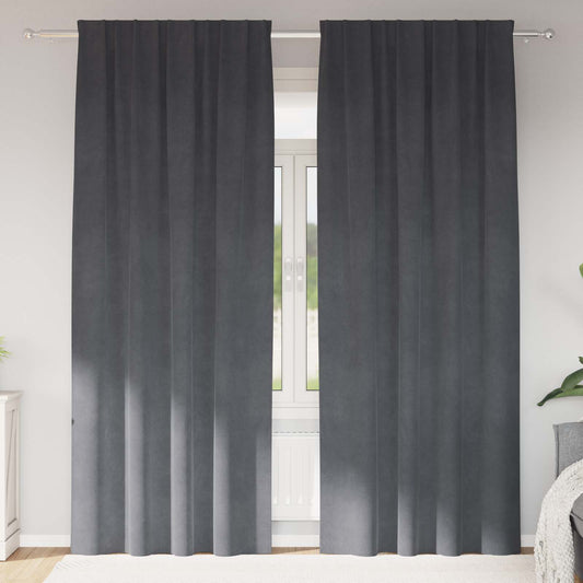 Curtains 2 pcs Light Grey 140 x 245 cm Velvet