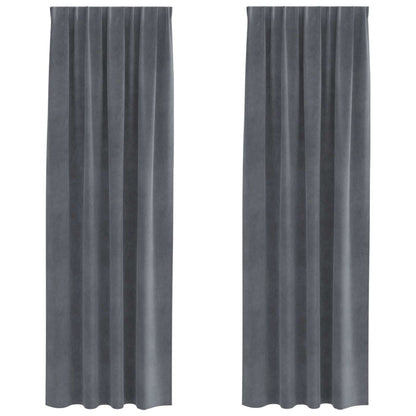 Blackout Curtains 2 pcs Light Grey 140 x 245 cm Velvet