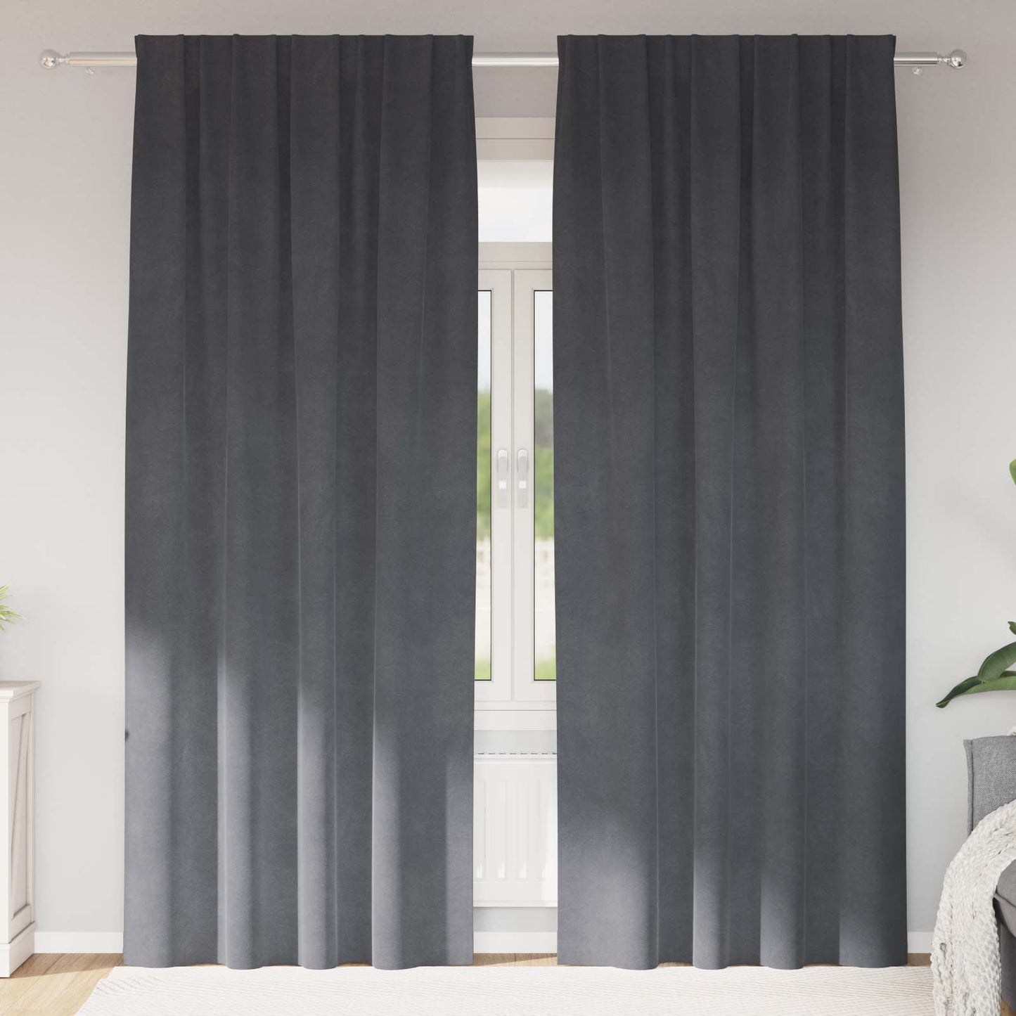 Blackout Curtains 2 pcs Light Grey 140 x 260 cm Velvet