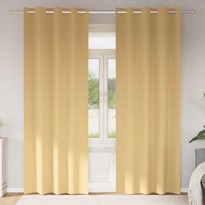 Blackout Curtains with Rings 2 pcs Beige 260 x 140 cm Polyester
