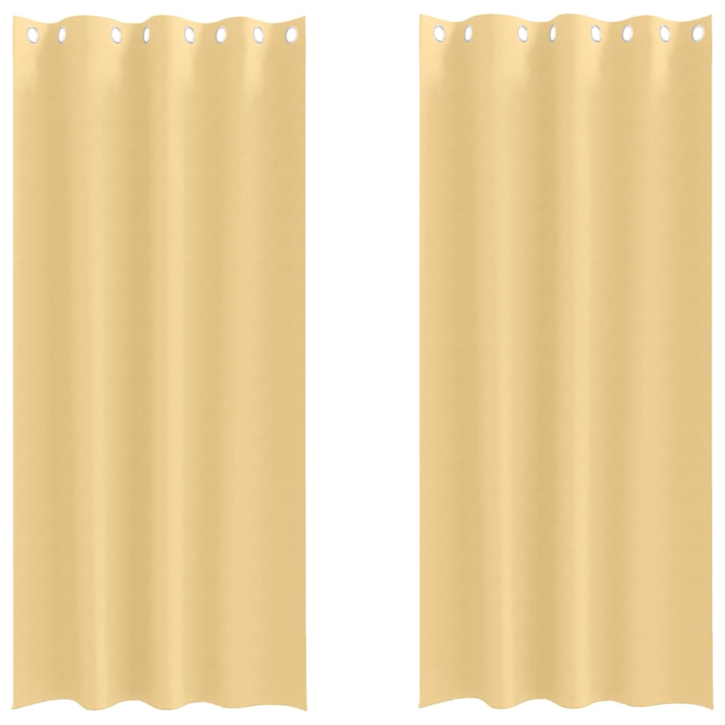 Blackout Curtains with Rings 2 pcs Beige 260 x 140 cm Polyester