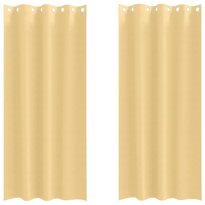 Blackout Curtains with Rings 2 pcs Beige 260 x 140 cm Polyester