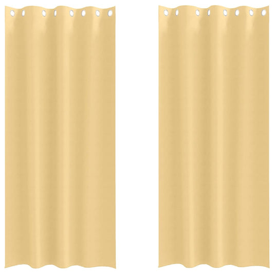 Blackout Curtains with Rings 2 pcs Beige 260 x 140 cm Polyester