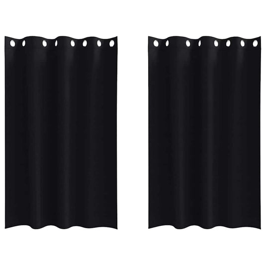Blackout Curtains with Rings 2 pcs Black 175 x 140 cm Polyester