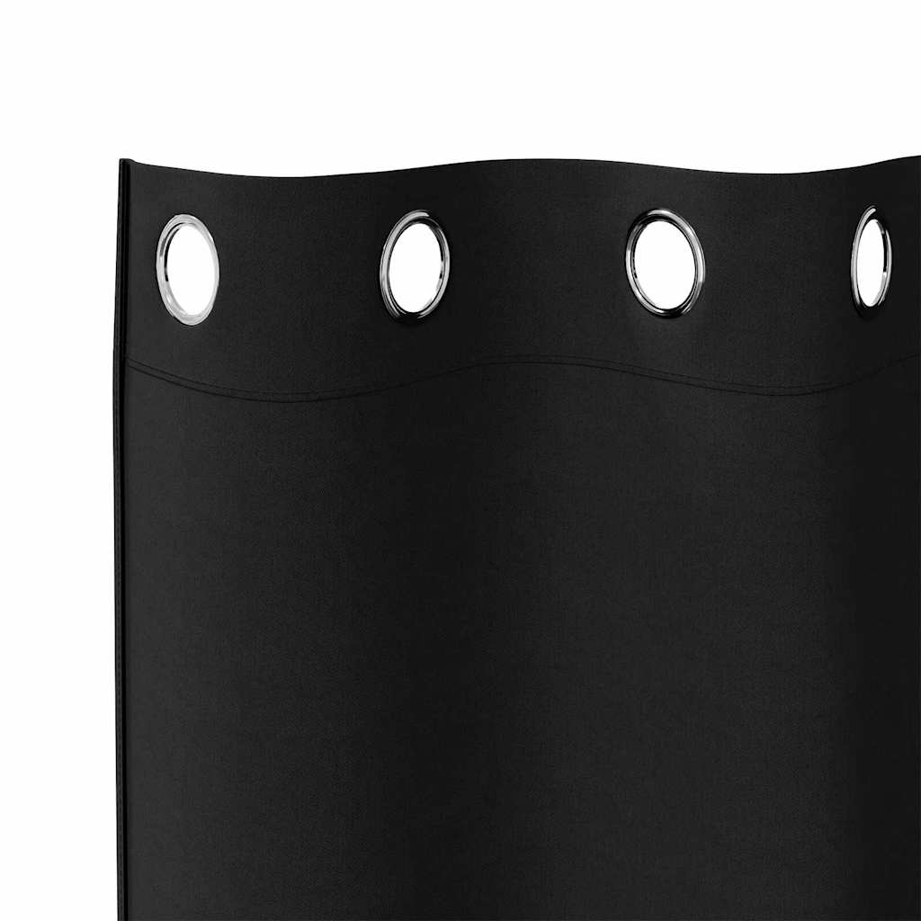 Blackout Curtains with Rings 2 pcs Black 225 x 140 cm Polyester