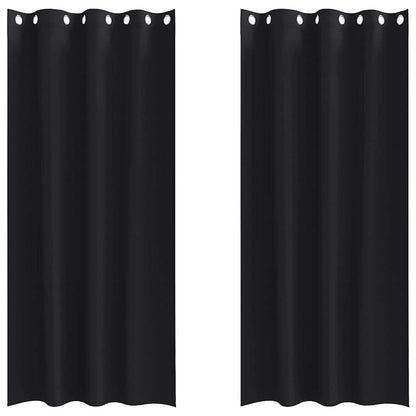 Blackout Curtains with Rings 2 pcs Black 225 x 140 cm Polyester
