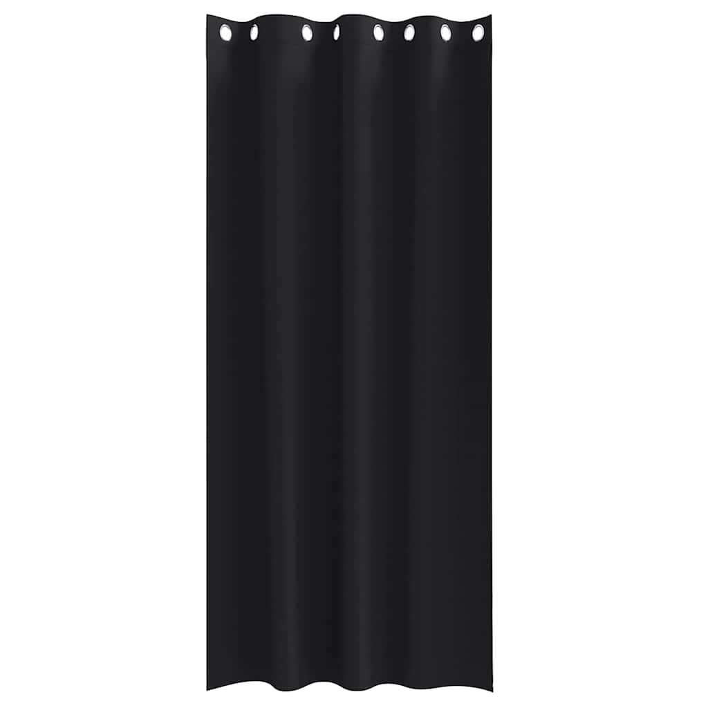 Blackout Curtains with Rings 2 pcs Black 225 x 140 cm Polyester