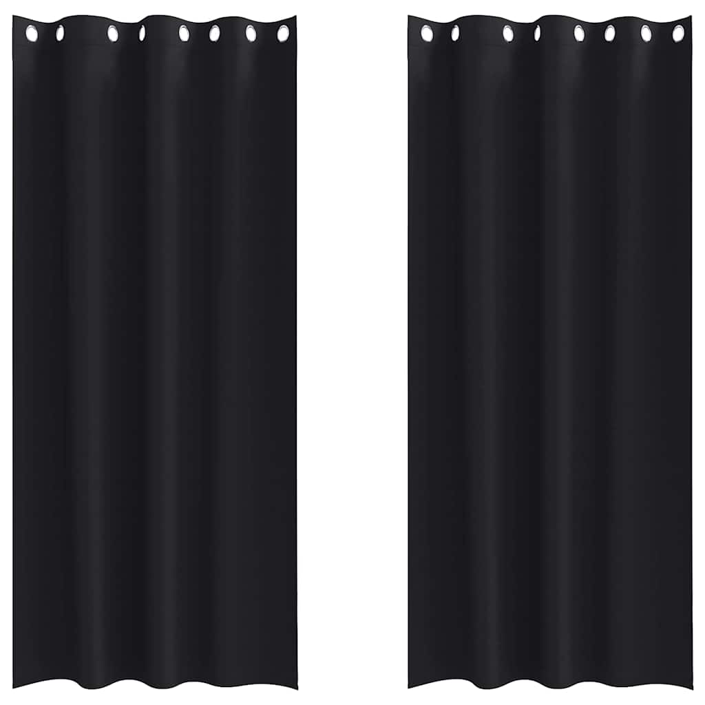 Blackout Curtains with Rings 2 pcs Black 260 x 140 cm Polyester