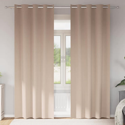 Blackout Curtains with Rings 2 pcs Taupe 225 x 140 cm Polyester