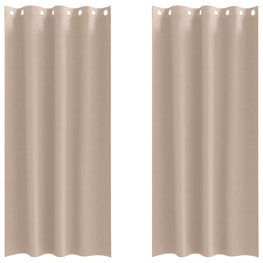 Blackout Curtains with Rings 2 pcs Taupe 245 x 140 cm Polyester