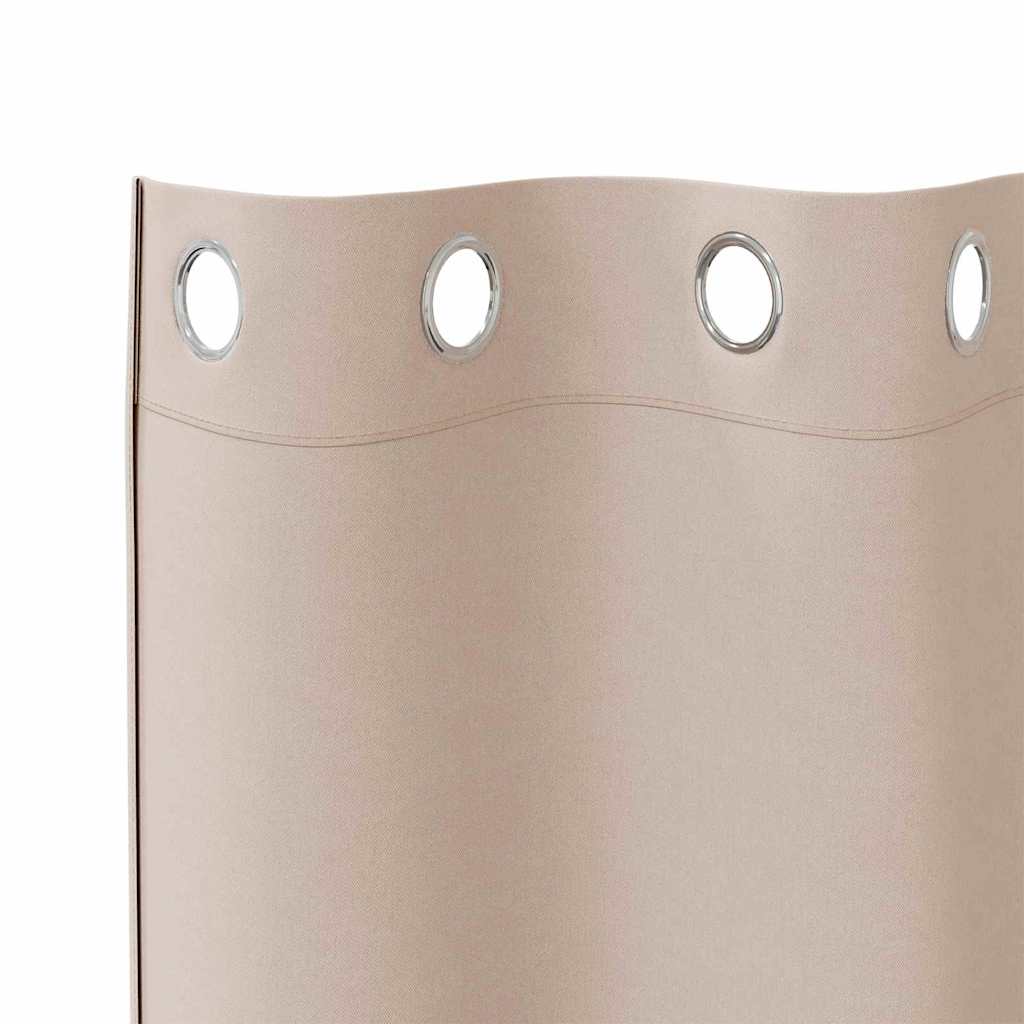 Blackout Curtains with Rings 2 pcs Taupe 260 x 140 cm Polyester