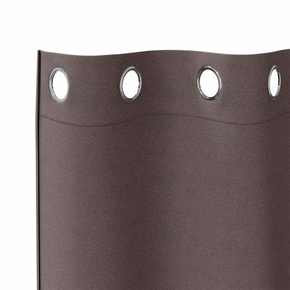 Blackout Curtains with Rings 2 pcs Dark Brown 140 x 140 cm