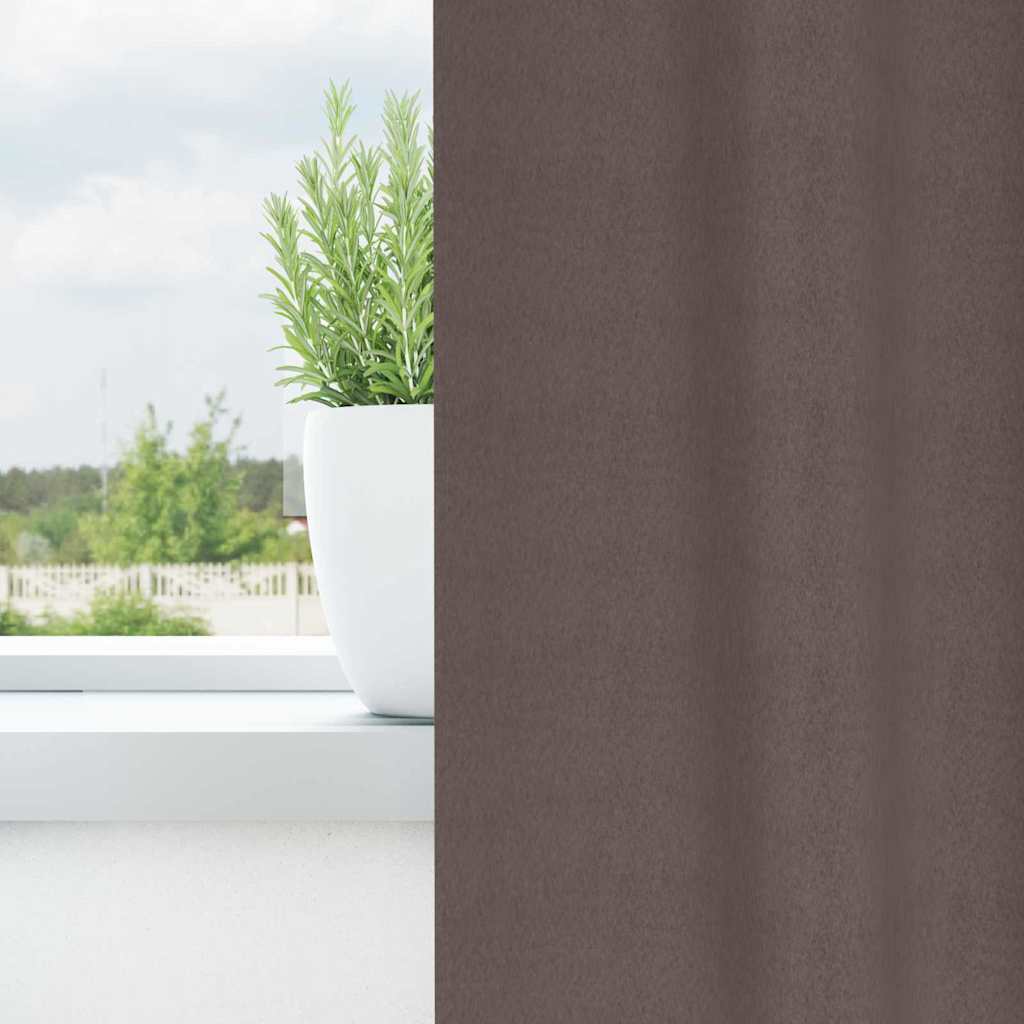 Blackout Curtains with Rings 2 pcs Dark Brown 140 x 140 cm