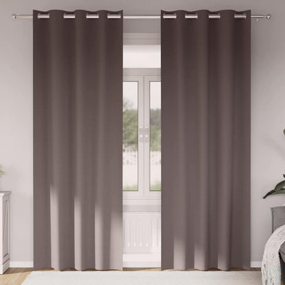 Blackout Curtains with Rings 2 pcs Dark Brown 225 x 140 cm