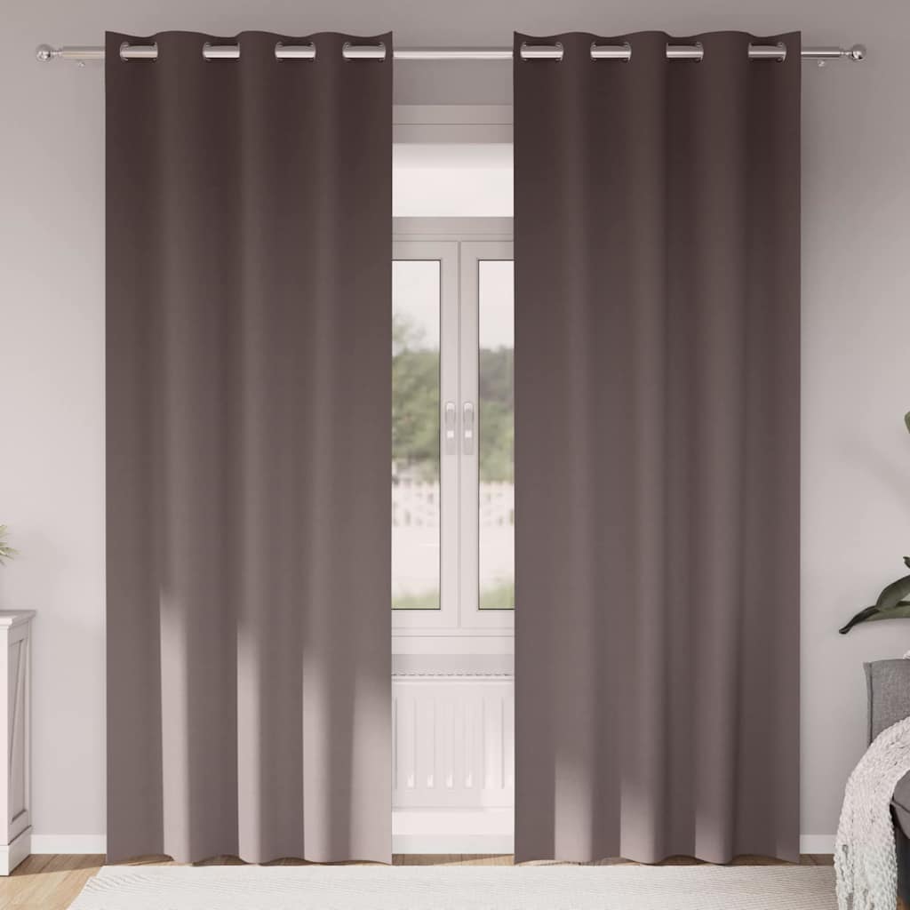 Blackout Curtains with Rings 2 pcs Dark Brown 245 x 140 cm