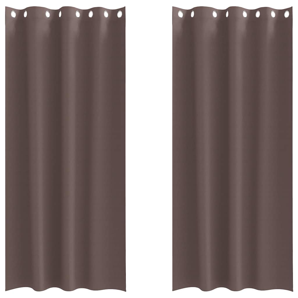 Blackout Curtains with Rings 2 pcs Dark Brown 245 x 140 cm