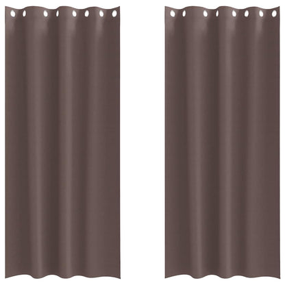 Blackout Curtains with Rings 2 pcs Dark Brown 260 x 140 cm
