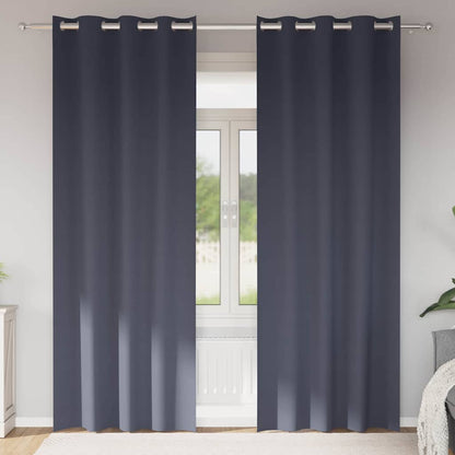 Blackout Curtains with Rings 2 pcs Anthracite 225 x 140 cm