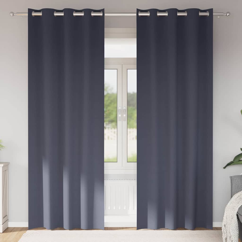Blackout Curtains with Rings 2 pcs Anthracite 245 x 140 cm