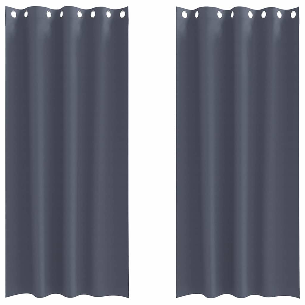 Blackout Curtains with Rings 2 pcs Anthracite 245 x 140 cm