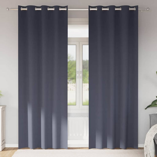 Blackout Curtains with Rings 2 pcs Anthracite 260 x 140 cm