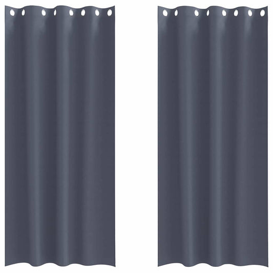 Blackout Curtains with Rings 2 pcs Anthracite 260 x 140 cm