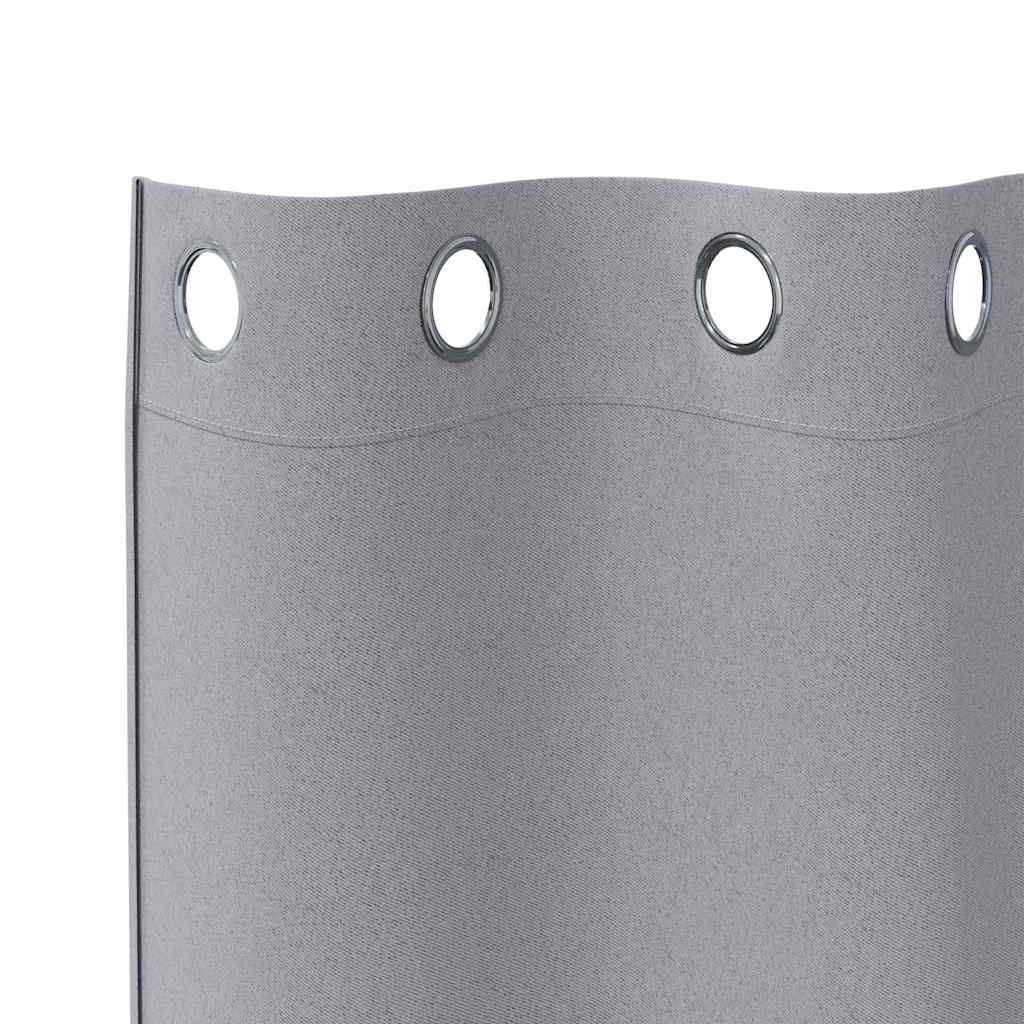 Blackout Curtains with Rings 2 pcs Light Grey 175 x 140 cm