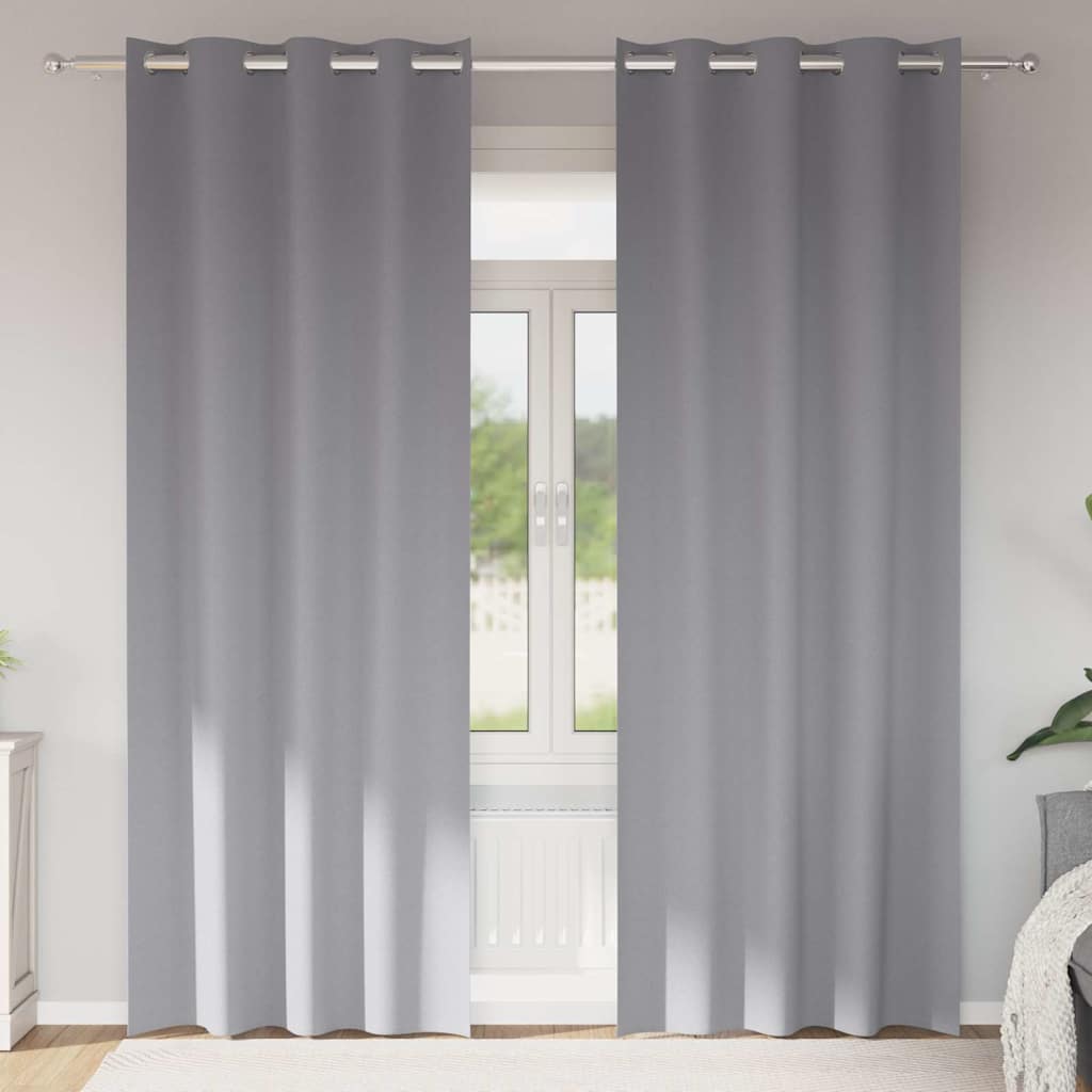 Blackout Curtains with Rings 2 pcs Light Grey 245 x 140 cm