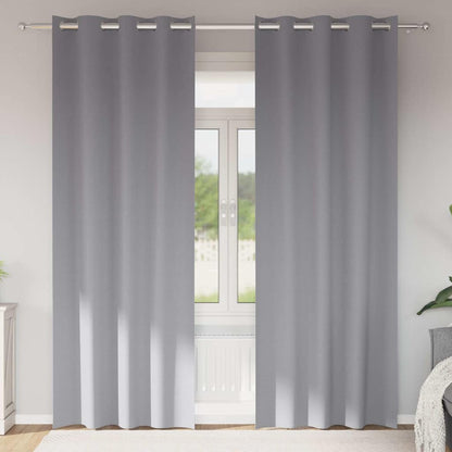 Blackout Curtains with Rings 2 pcs Light Grey 260 x 140 cm