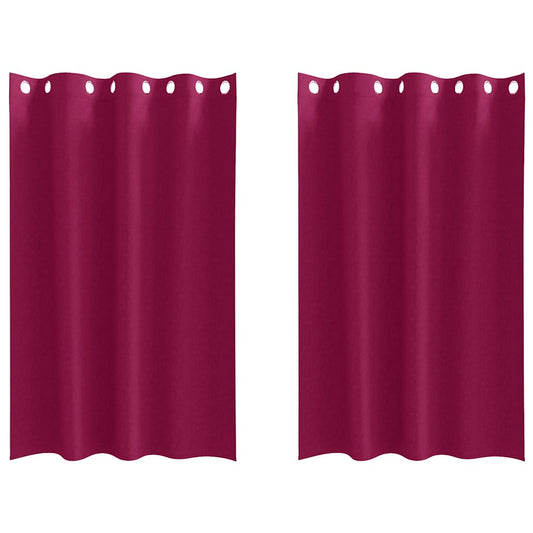 Blackout Curtains with Rings 2 pcs Wine Red 175 x 140 cm