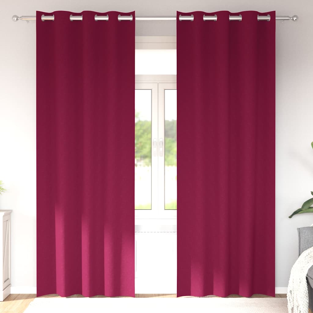 Blackout Curtains with Rings 2 pcs Wine Red 225 x 140 cm
