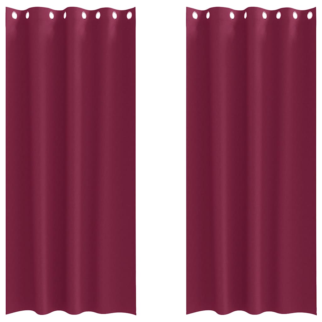 Blackout Curtains with Rings 2 pcs Wine Red 225 x 140 cm